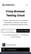 How lambdatest.com looks like on a mobile device such as an iPhone.
