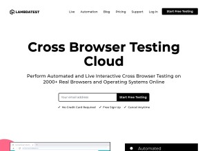How lambdatest.com looks like on a tablet such as an iPad.