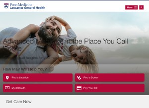 How lancastergeneralhealth.org looks like on a tablet such as an iPad.