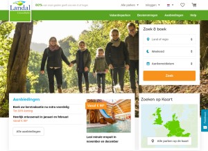 How landal.nl looks like on a tablet such as an iPad.