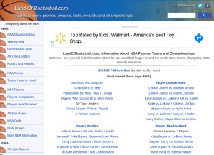How landofbasketball.com looks like on a tablet such as an iPad.