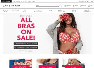 How lanebryant.com looks like on a tablet such as an iPad.