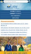 How lanecc.edu looks like on a mobile device such as an iPhone.