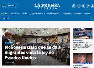 How laprensagrafica.com looks like on a tablet such as an iPad.