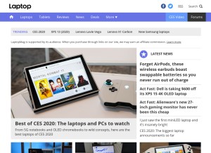 How laptopmag.com looks like on a tablet such as an iPad.