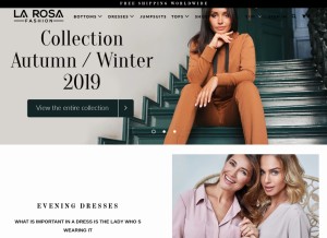 How larosafashion.com looks like on a tablet such as an iPad.