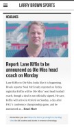 How larrybrownsports.com looks like on a mobile device such as an iPhone.