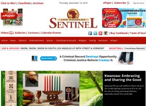 How lasentinel.net looks like on a tablet such as an iPad.