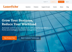 How laserfiche.com looks like on a tablet such as an iPad.