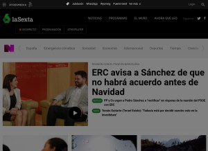 How lasexta.com looks like on a tablet such as an iPad.