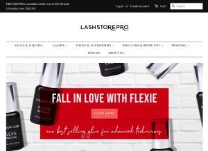 How lashstorepro.ca looks like on a tablet such as an iPad.