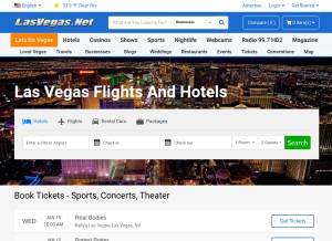 How lasvegas.net looks like on a tablet such as an iPad.