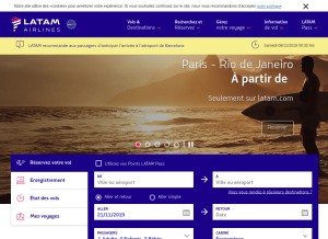 How latam.com looks like on a tablet such as an iPad.