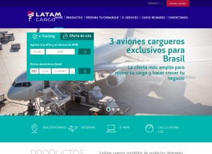 How latamcargo.com looks like on a tablet such as an iPad.