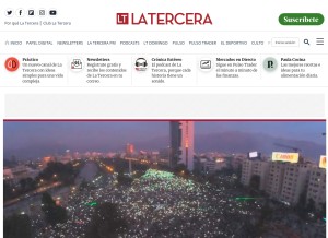 How latercera.com looks like on a tablet such as an iPad.