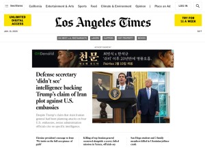 How latimes.com looks like on a tablet such as an iPad.