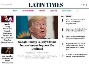 How latintimes.com looks like on a tablet such as an iPad.