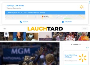 How laughtard.com looks like on a tablet such as an iPad.