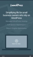 How launchpress.com looks like on a mobile device such as an iPhone.