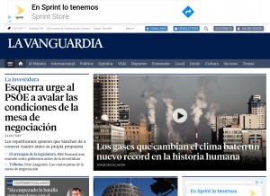 How lavanguardia.es looks like on a tablet such as an iPad.