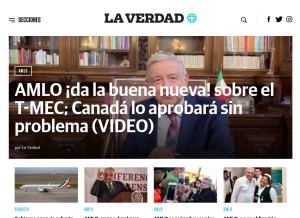 How laverdadnoticias.com looks like on a tablet such as an iPad.