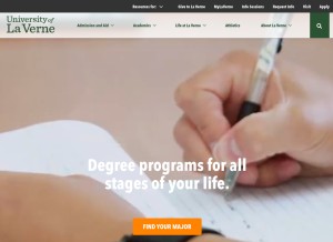 How laverne.edu looks like on a tablet such as an iPad.