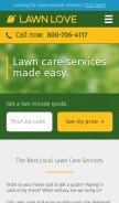 How lawnlove.com looks like on a mobile device such as an iPhone.