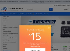 How lcsc.com looks like on a tablet such as an iPad.