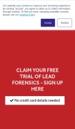 How leadforensics.com looks like on a mobile device such as an iPhone.