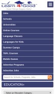 How learn4good.com looks like on a mobile device such as an iPhone.
