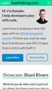 How learnappmaking.com looks like on a mobile device such as an iPhone.