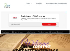 How learncreative.net looks like on a tablet such as an iPad.