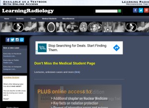 How learningradiology.com looks like on a tablet such as an iPad.
