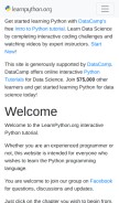 How learnpython.org looks like on a mobile device such as an iPhone.