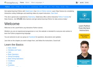 How learnpython.org looks like on a tablet such as an iPad.