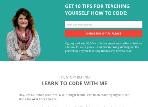 How learntocodewith.me looks like on a tablet such as an iPad.