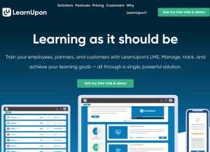 How learnupon.com looks like on a tablet such as an iPad.