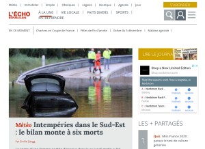 How lechorepublicain.fr looks like on a tablet such as an iPad.