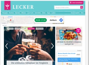 How lecker.de looks like on a tablet such as an iPad.