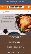 How lecreuset.com looks like on a mobile device such as an iPhone.