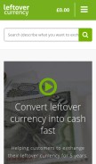 How leftovercurrency.com looks like on a mobile device such as an iPhone.