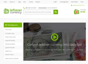 How leftovercurrency.com looks like on a tablet such as an iPad.