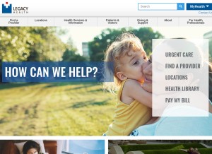 How legacyhealth.org looks like on a tablet such as an iPad.
