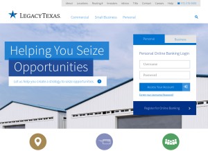 How legacytexas.com looks like on a tablet such as an iPad.