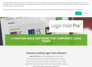 How legalholdpro.com looks like on a tablet such as an iPad.