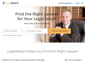 How legalmatch.com looks like on a tablet such as an iPad.