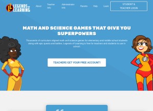 How legendsoflearning.com looks like on a tablet such as an iPad.