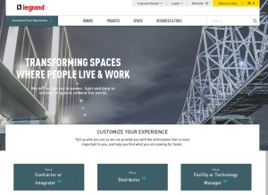 How legrand.us looks like on a tablet such as an iPad.