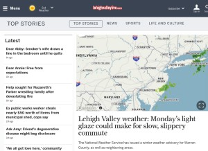 How lehighvalleylive.com looks like on a tablet such as an iPad.