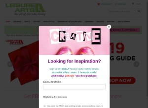 How leisurearts.com looks like on a tablet such as an iPad.